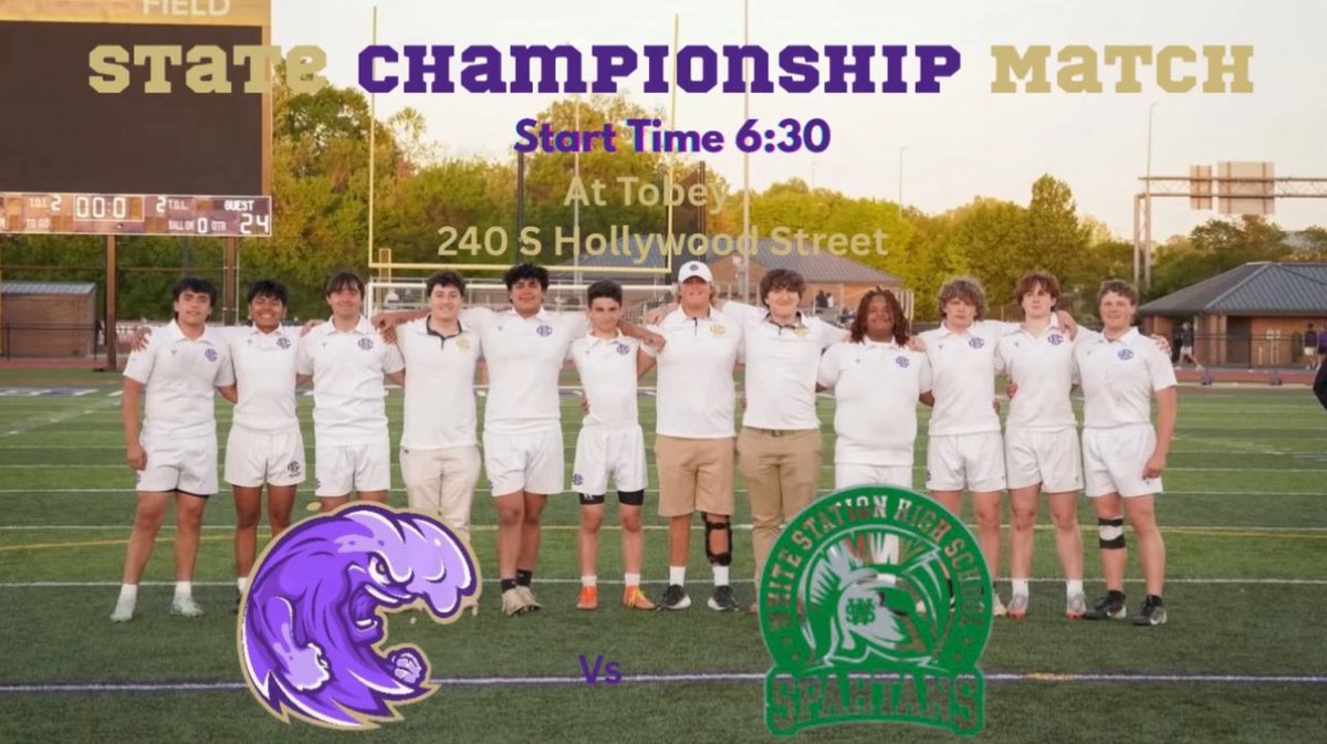 STATE CHAMPIONSHIP GAME 

Show up and show out. Make sure to bring chairs and boots. It will Get muddy.

⏰6:30 pm
🆚 White Station 
📍Tobey Rugby Pitch (2599 Avery Ave, Memphis, TN 38112)

#gobrothers