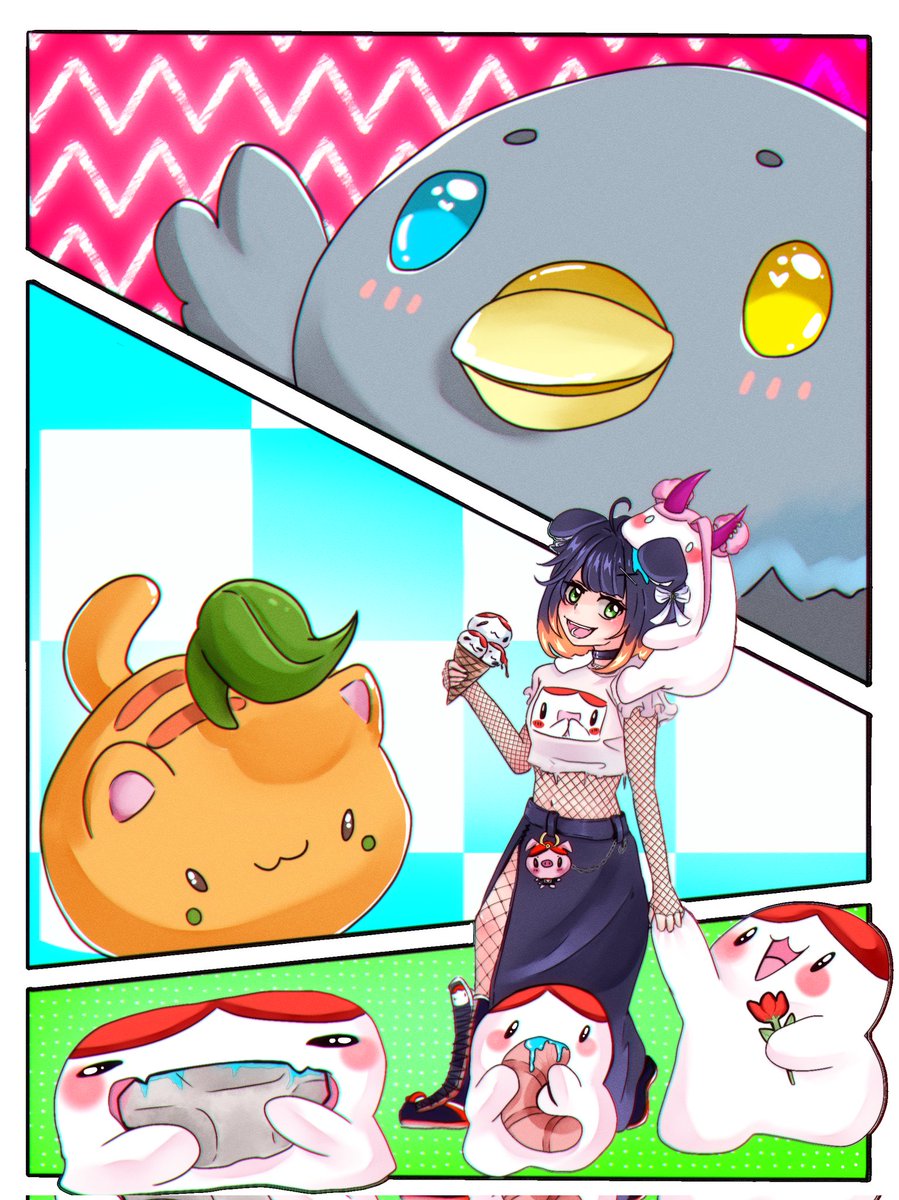 Strawbearycake's tweet image. Comic for @MurderCrumpet art contest! 1/2