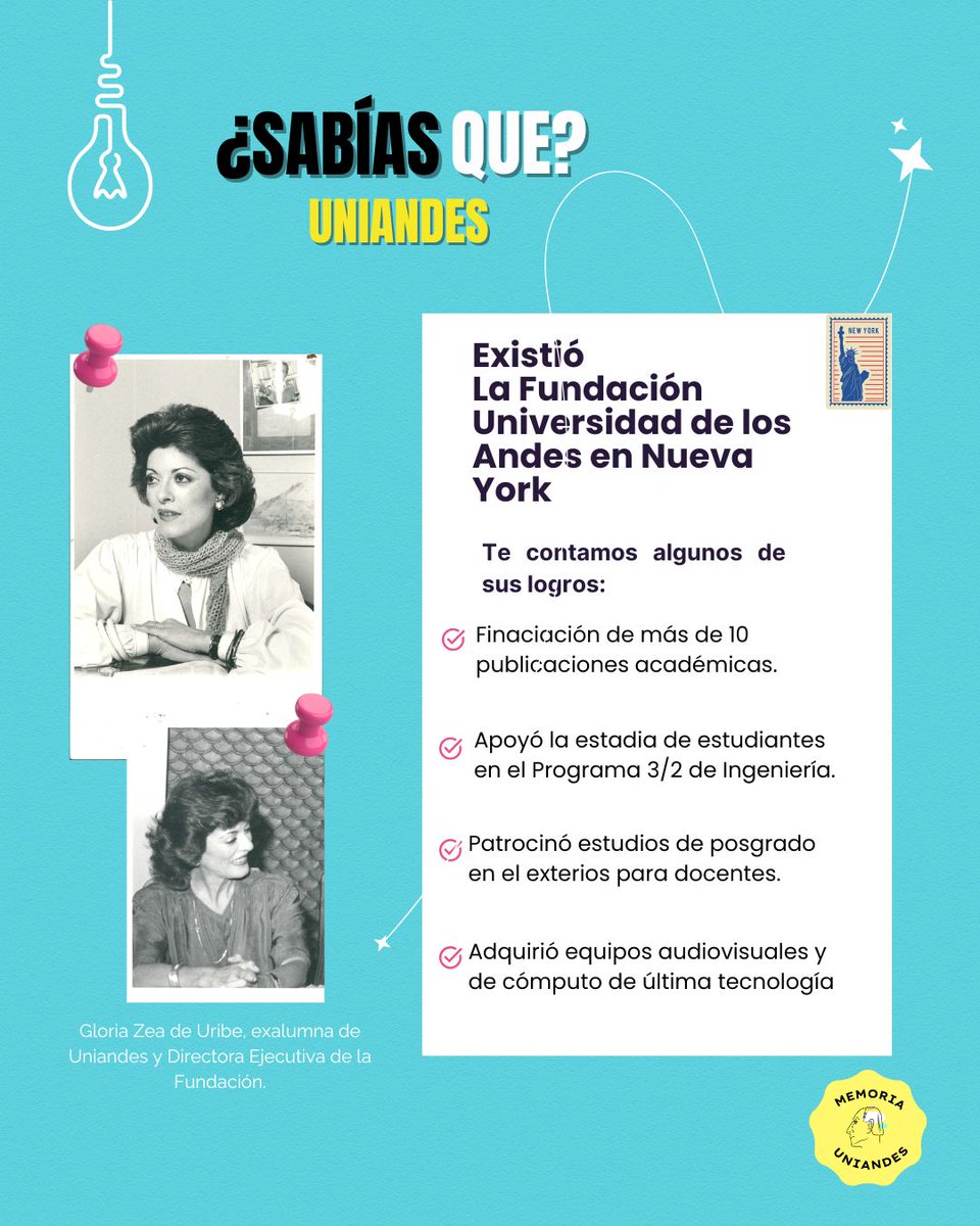 ¿Sabías que? 🌟 La Fundación fue creada en 1957 y fue esencial para el desarrollo de Uniandes, apoyando programas de becas, intercambio de profesores, y la adquisición de equipos de laboratorio y biblioteca. 📚🔬#Uniandes #HistoriaUniandes #archivohistorico #sabíasque
