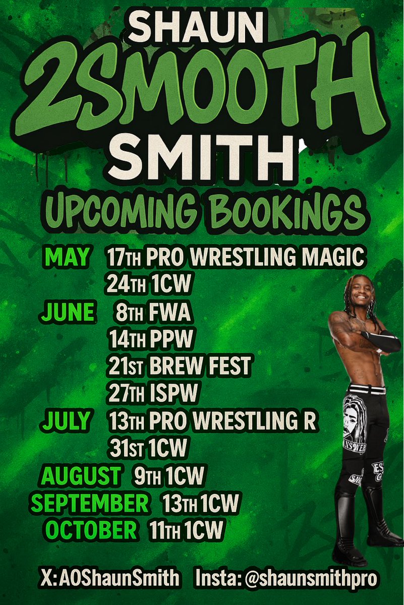 Places I’ll be this year! Looking to fill more dates!
Contact2smooth@gmail.com