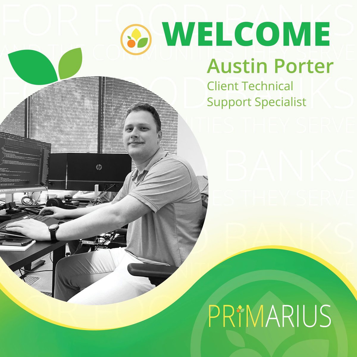 Primarius (@goprimarius) on Twitter photo Please join us in welcoming Austin Porter to the Primarius community!
Austin was brought on board as a Client Technical Support Specialist to assist our customers.
#Primarius #Foodbanking #ForFoodBanks Please join us in welcoming Austin Porter to the Primarius community!
Austin was brought on board as a Client Technical Support Specialist to assist our customers.
#Primarius #Foodbanking #ForFoodBanks