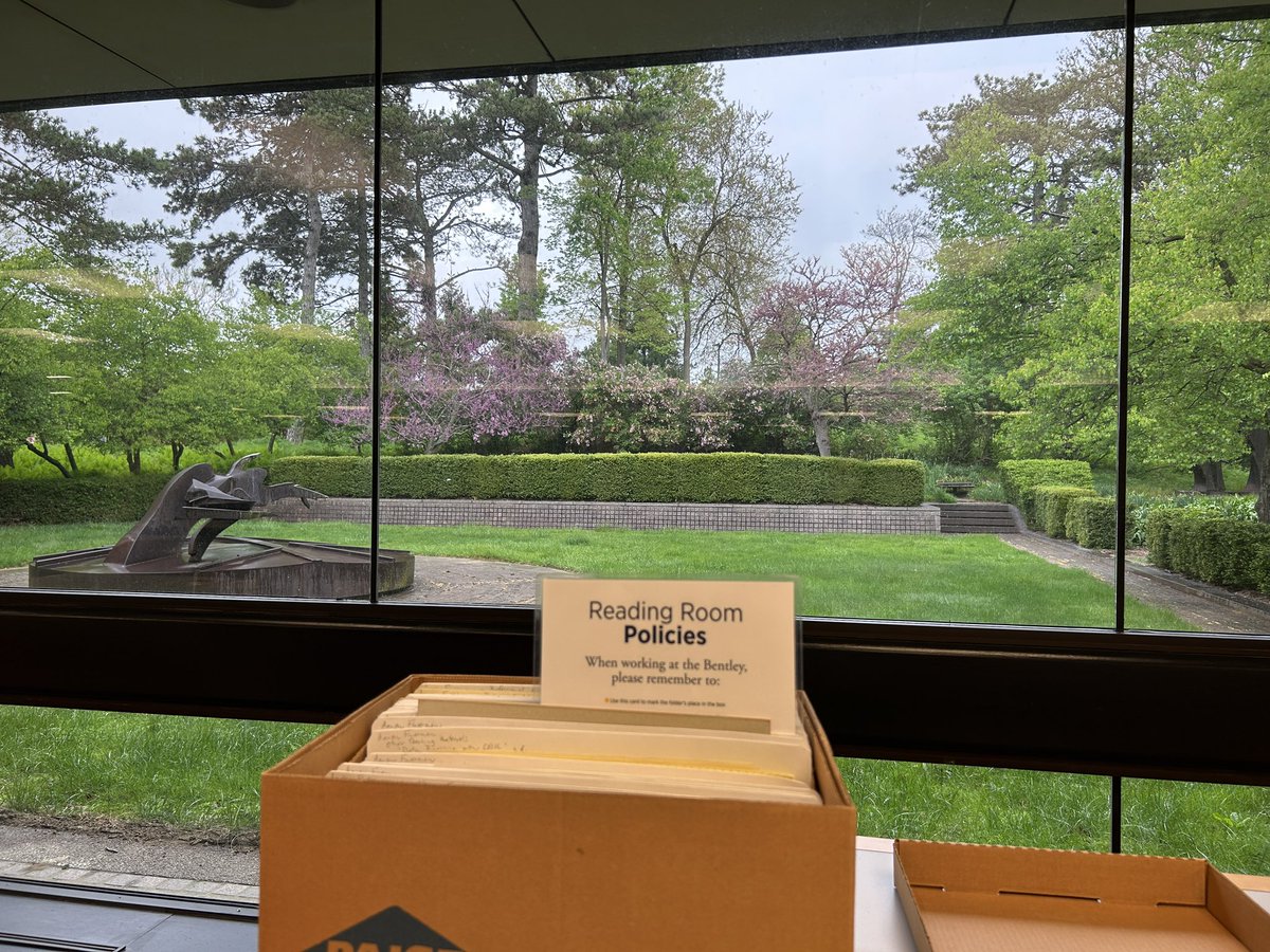 Jacob Bruggeman (@jacob_bruggeman) on Twitter photo Not a bad view from the reading room <a href="/umichBentley/">UM Bentley Library</a>! Glad to be here this week as a Bordin/Gillette fellow. Not a bad view from the reading room <a href="/umichBentley/">UM Bentley Library</a>! Glad to be here this week as a Bordin/Gillette fellow.