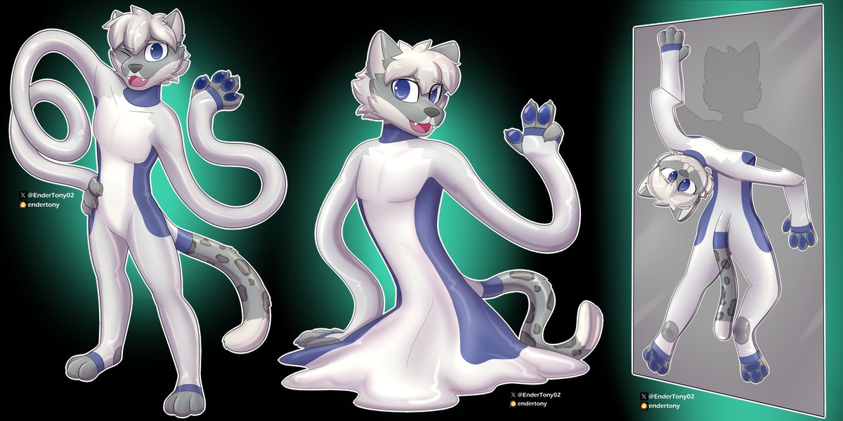 EnderTony02's tweet image. A comm for @IonShimuralol ^^
Their rubbery snow leopard on some classic elastic situations c:
#furry #furryart #elastic #rubber #shiny #flat #puddle #stretch
