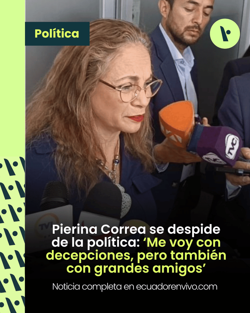 ecuadorenvivo (@ecuadorenvivo) on Twitter photo 📃⚖️ <a href="/pierinaescorrea/">Pierina Correa Delgado</a> se despide de la política tras el rechazo a su reforma al Copinna. 45 votos a favor, 60 abstenciones y un proyecto que no logró consenso.
👉 Conoce los detalles aquí:
ecuadorenvivo.com/blog/2025/05/1…
#PierinaCorrea #AsambleaEcuador #PolíticaEc 📃⚖️ <a href="/pierinaescorrea/">Pierina Correa Delgado</a> se despide de la política tras el rechazo a su reforma al Copinna. 45 votos a favor, 60 abstenciones y un proyecto que no logró consenso.
👉 Conoce los detalles aquí:
ecuadorenvivo.com/blog/2025/05/1…
#PierinaCorrea #AsambleaEcuador #PolíticaEc