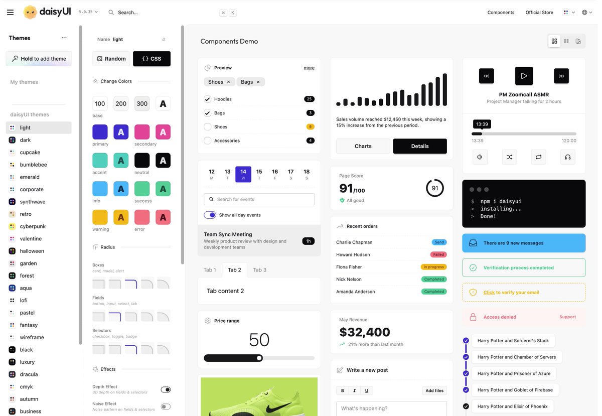 Loving the <a href="/daisyui_/">daisyUI</a> Theme Generator - it's eerily similar to mockups I made last year for <a href="/BuildWithScram/">Scram</a> 's, which hopefully people will see soon :)
