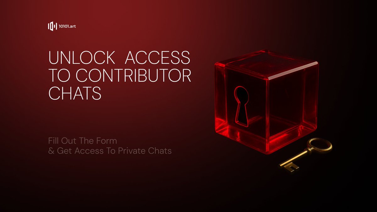 10101.art (@10101_art) on Twitter photo The time of Contributors has come.
The final step remains: fill out the updated form and get exclusive access to the Contributor Program chats:
👉 tally.so/r/wdpGjz
The real art starts here. The time of Contributors has come.
The final step remains: fill out the updated form and get exclusive access to the Contributor Program chats:
👉 tally.so/r/wdpGjz
The real art starts here.