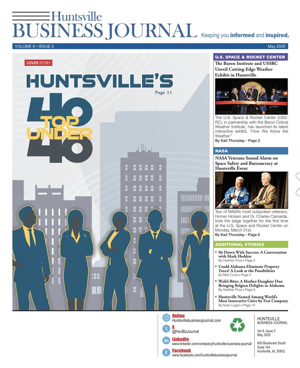 JonLHaynes's tweet photo. Exciting News!
I’m honored to be recognized as one of the Top 40 Under 40 by the Huntsville Business Journal! https://t.co/qs33UwxTAR
