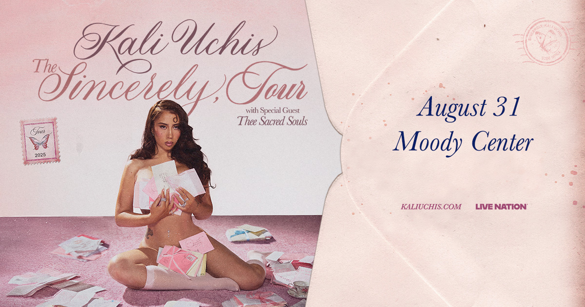 JUST ANNOUNCED 

Kali Uchis The Sincerely, Tour is heading to Austin on August 31. 

Save your seat this week!

Presale | Thur,  May 15 at 12pm  (use code: LADYBIRD)
Onsale | Fri. May 16 at 10am 

More info - moodycenteratx.com/event/kali-uch…