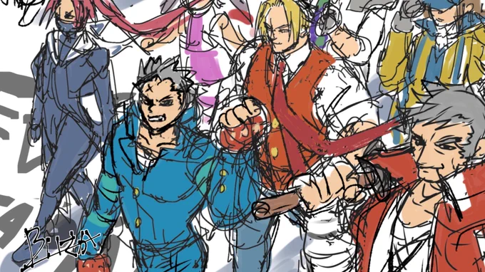 2年続けてEVO JAPAN燃えジャスサイドトーナメントの告知イラスト描かせていただきましたそのラフ&amp;没ラフ案です 