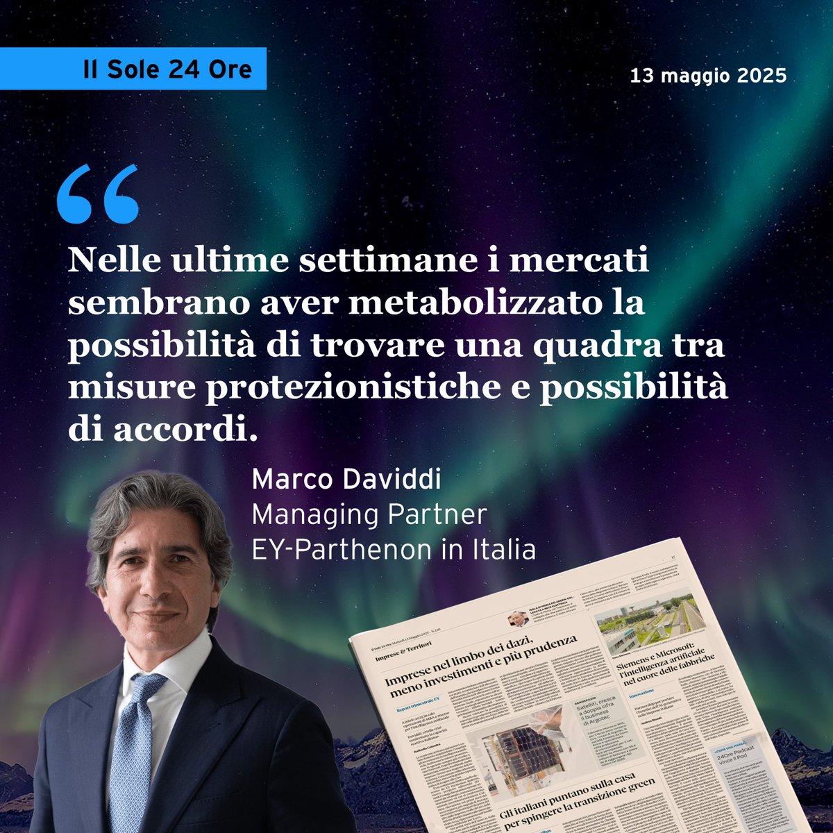 Sul <a href="/sole24ore/">IlSole24ORE</a> di oggi, il commento di Marco Daviddi, Managing Partner EY-Parthenon in Italia, al primo numero dell’EY-Parthenon Bulletin.

Il report completo è sul nostro sito: go.ey.com/4ki2pTl