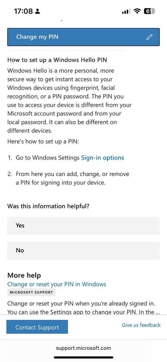 lcfc0205's tweet photo. @MicrosoftHelps I need to reset my pin as I forgot it but the link in the FAQs doesn’t work and I cannot find how to contact you directly https://t.co/9db5SjazDD