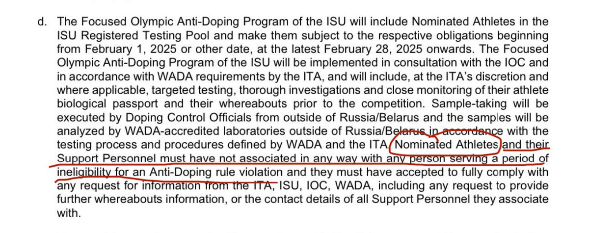 IOgbolumani's tweet photo. @n0lancarney Yeah... but they really should have rejected Petrosian based on the eligibility criteria, IMO. One could argue it's harsh, but their own rules say you can't have associated in any way with someone serving a suspension due to doping, and Petrosian trained beside Valieva. https://t.co/lOZUgSylQb