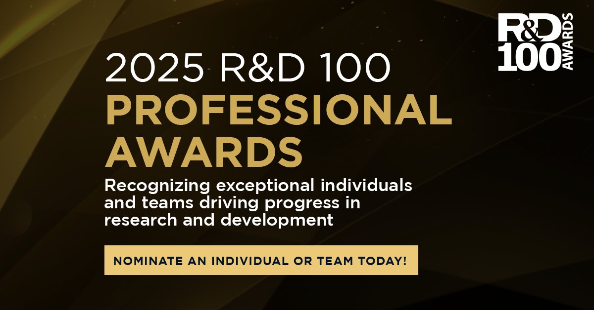 It’s not too late to nominate your R&amp;D teams and colleagues for an R&amp;D 100 Professional Award! Submit nominations by June 4th: rdworldonline.com/wp-content/upl…