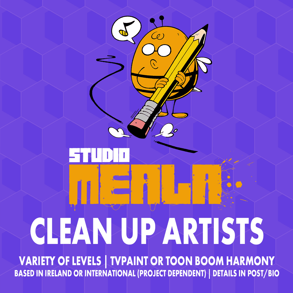 🐝WE'RE HIRING🐝

We're looking for Clean Up Artists across a variety of levels and software (TVPaint + Toon Boom), based in Ireland and international, for potential 2D Animation Projects🎨

Full details and application available below:
forms.gle/rz7hw9EhXRk7oW…

#Animationjobs
