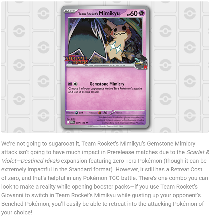 TrustYourPilot1's tweet photo. The Pokemon Company:

"That Mimikyu 25% of people will pull in their pre-release kit is completely useless in a pre-release." https://t.co/M0jOMiLlzu
