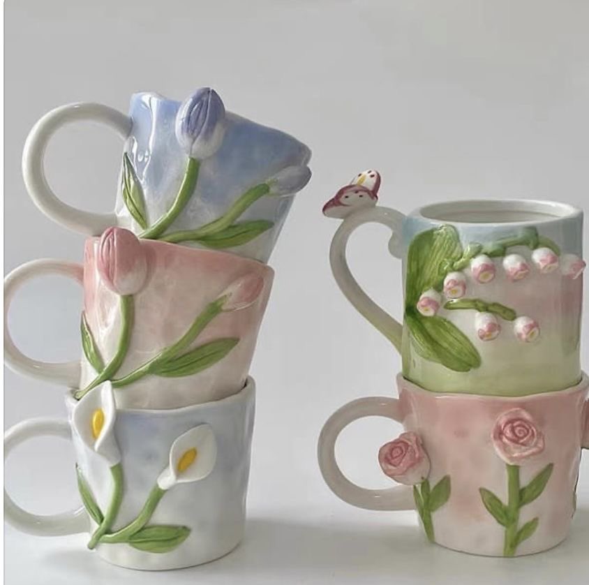 flower ceramic mugs