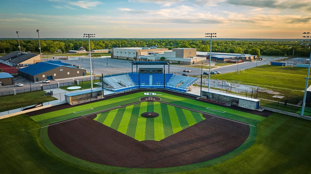 Heck of a stadium! Drafting by Cat Wilson. Stand was rebuilt with existing roof &amp; pressbox after a tornado in April 2023.

⚾️ Shawnee Public Schools
📍 Shawnee, OK