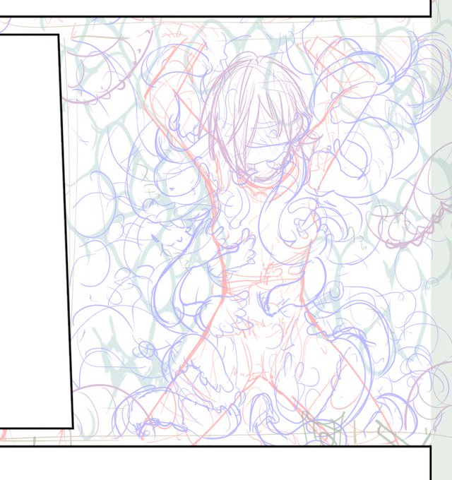 触手に囚われた魔法少女あやめちゃんのコマのメイキング 