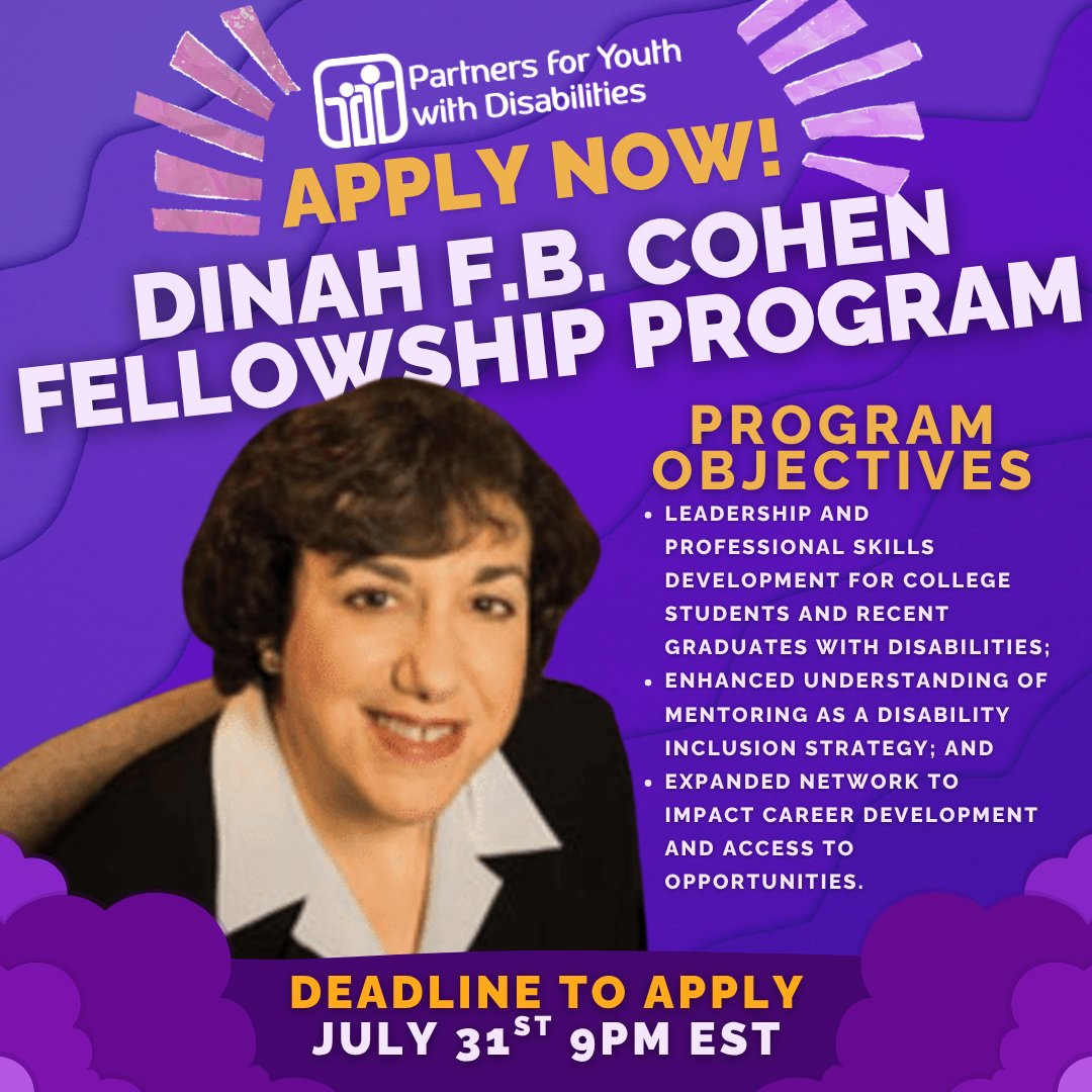 We're now accepting applications for our Fall cohort of the Dinah F.B. Cohen Fellowship Program! 🎓

ℹ️Learn more &amp; apply by July 31st: bit.ly/pyd-2025fellow…