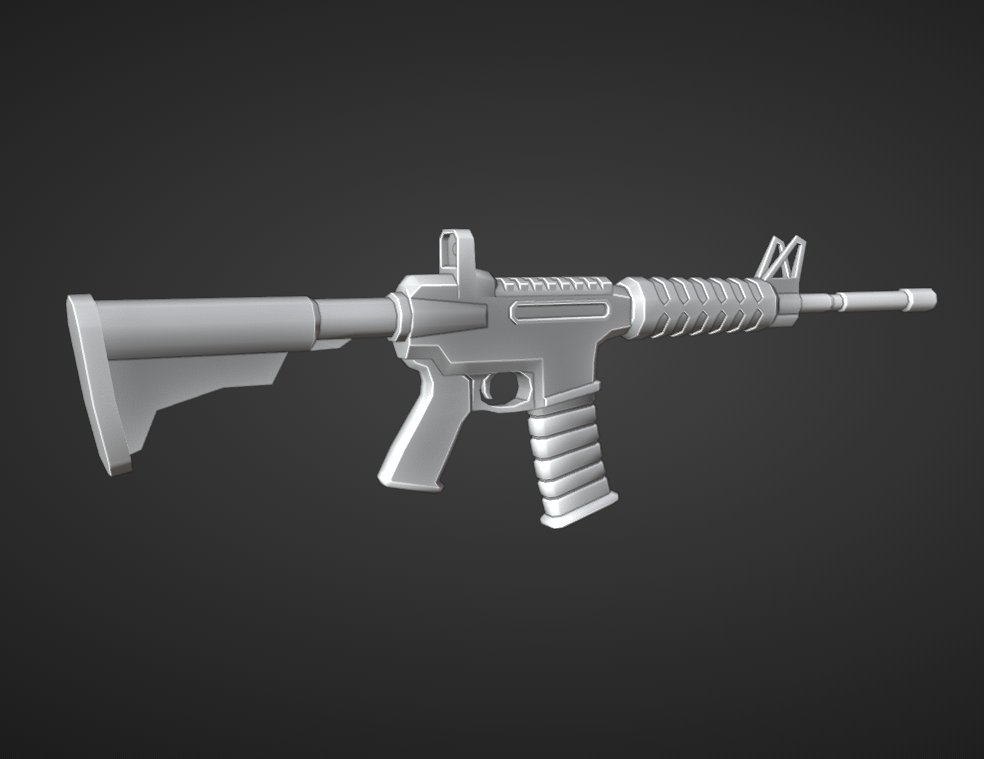 SplashedDev's tweet image. Quick AR model done in 30 minutes, my first completed firearm 🔥 #RobloxDev #ROBLOX #modeling