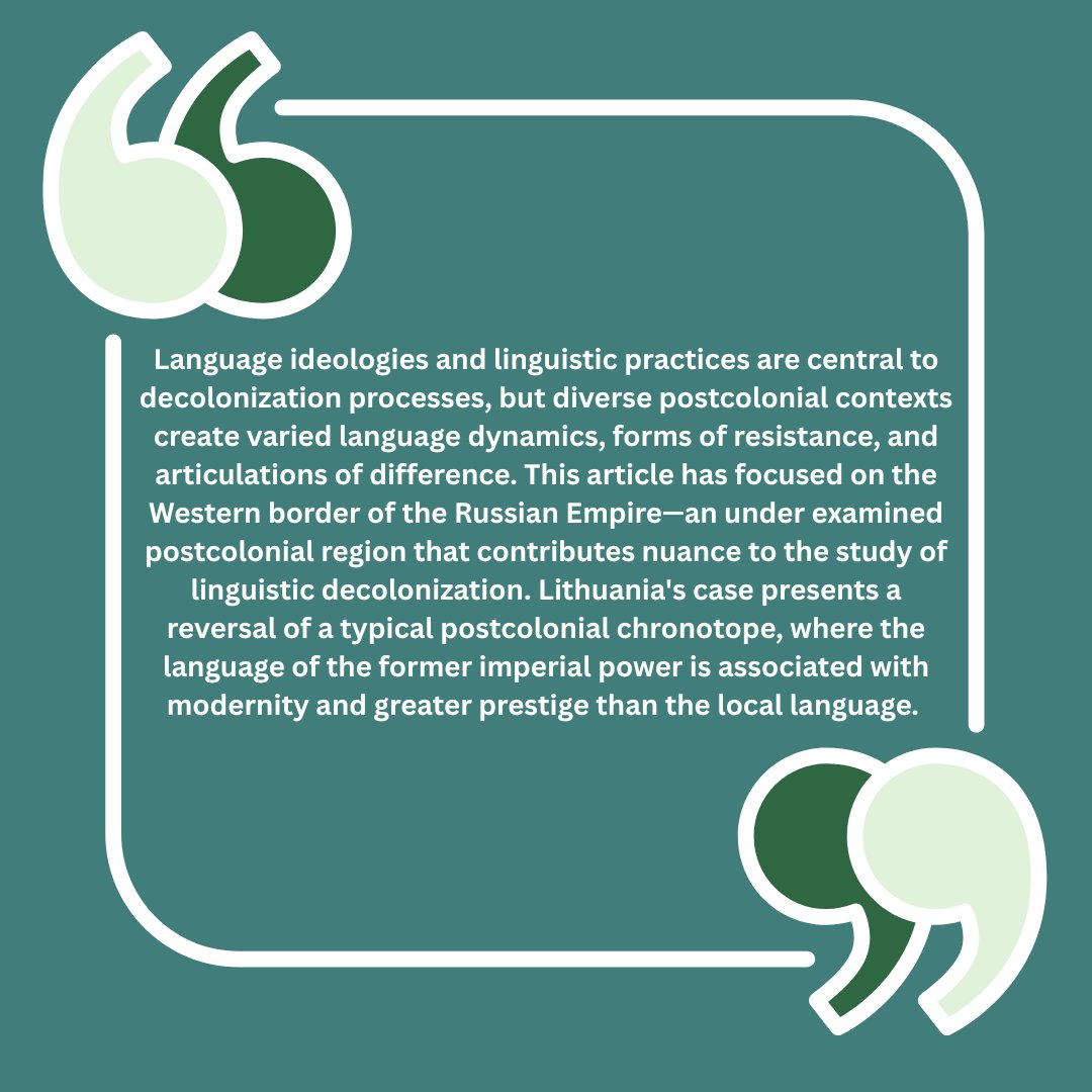 JournalLingAnth's tweet image. Take a look at Dr. Mikhaylova&apos;s article Imperialism without prestige: The Russian language, chronotope, and the paradoxes of linguistic decolonization in Lithuania.