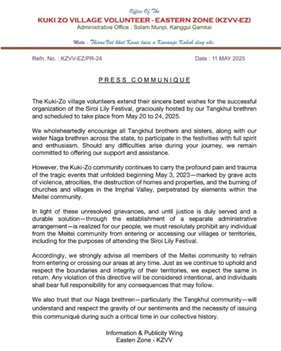 Wanton breach of Fundamental Rights in Manipur that too by disbanding a community from accessing the highways for 2 years. These ethnic elites' mainstay is d' weaponisation&amp;control of highway illicit revenues. Their impunity is surprisingly still undeterred by the law of the land