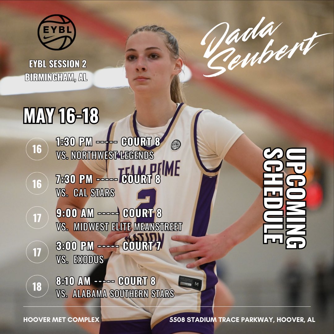 Jadaseubert2 (@jadaseubert2) on Twitter photo EYBL Session 2 is this weekend…
Check out our schedule to watch us in action! Can’t wait to get out there and play. <a href="/NikeGirlsEYBL/">Nike Girls EYBL</a> <a href="/BradyJ_Peterson/">Brady Peterson🇵🇷</a> <a href="/JrAllStarBB/">Jr. All-Star Girls Basketball</a> <a href="/WiFlightElite/">Team PRIME Nation GEYBL</a> EYBL Session 2 is this weekend…
Check out our schedule to watch us in action! Can’t wait to get out there and play. <a href="/NikeGirlsEYBL/">Nike Girls EYBL</a> <a href="/BradyJ_Peterson/">Brady Peterson🇵🇷</a> <a href="/JrAllStarBB/">Jr. All-Star Girls Basketball</a> <a href="/WiFlightElite/">Team PRIME Nation GEYBL</a>