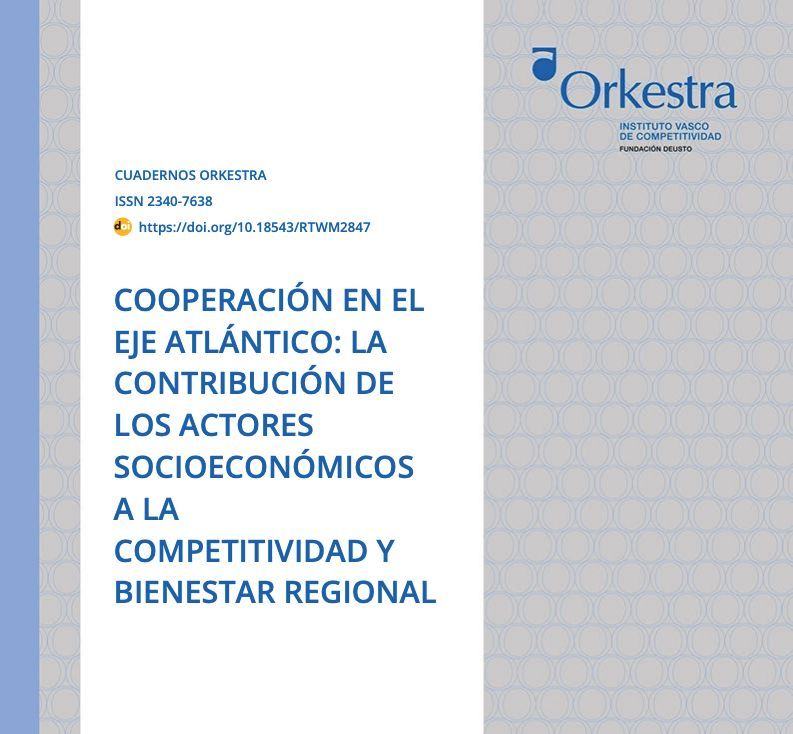 Nuestro último informe, elaborado por Usue Lorenz y <a href="/moleaga/">Mercedes Oleaga</a>, analiza los retos compartidos y el papel clave de los actores socioeconómicos para impulsar una estrategia común que favorezca el desarrollo del Eje Atlántico. 

🔗 buff.ly/VK7SRcT
 <a href="/DeustoResearch/">Deusto Research</a>