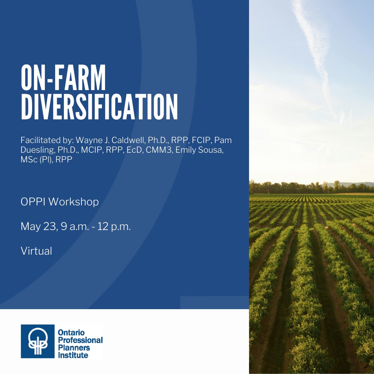 Join <a href="/OntarioPlanners/">OPPI</a> on May 23 from 9 AM–12 PM to learn how to responsibly plan for on-farm diversified uses (OFDUs) with best practices for Official Plans, zoning, site plan control, and key considerations like event barns, servicing, traffic, and more.

shorturl.at/enAwE