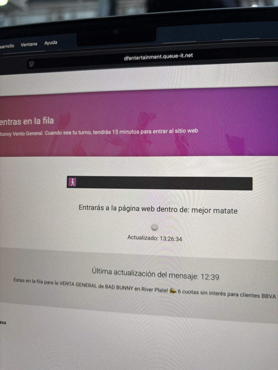 albornoztatoo's tweet photo. se quejan de que les toco mas de una hora para la fila de bad bunny y a mi me sale esto https://t.co/6zzAYyWsQ1