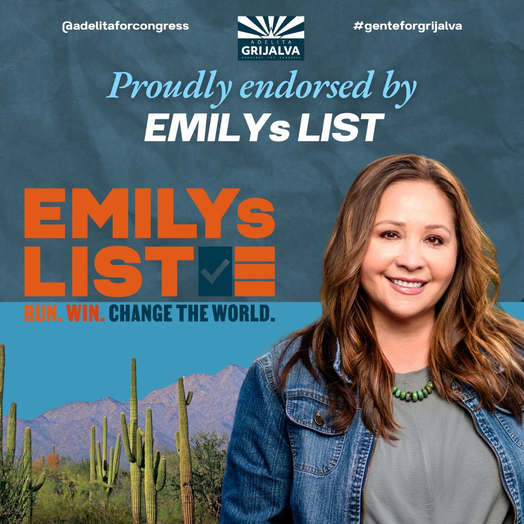 AdelitaForAZ's tweet photo. 🚨Endorsement Alert!🚨 I’m proud to have the endorsement of @emilyslist in my campaign for #AZ07. For decades, they’ve led the fight to elect pro-choice Democratic women and protect reproductive freedom. Thank you for your support. #ReproFreedom #TeamAdelita https://t.co/6i29iro1yh