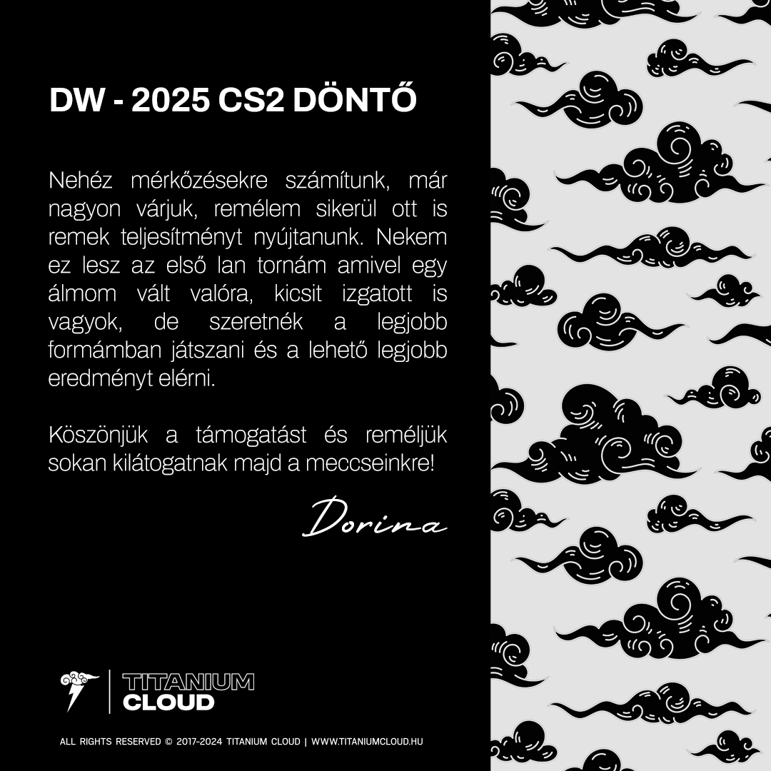 🌩️ <a href="/D0R1NA88/">D0r1na</a>-ék izgatottan várják a hétvégi <a href="/DgtlWrs/">Digital Warriors</a> Női 2v2 döntőt. Dorinának az első offline szereplése lesz ez.

#TCE #CS2 #gamergirl