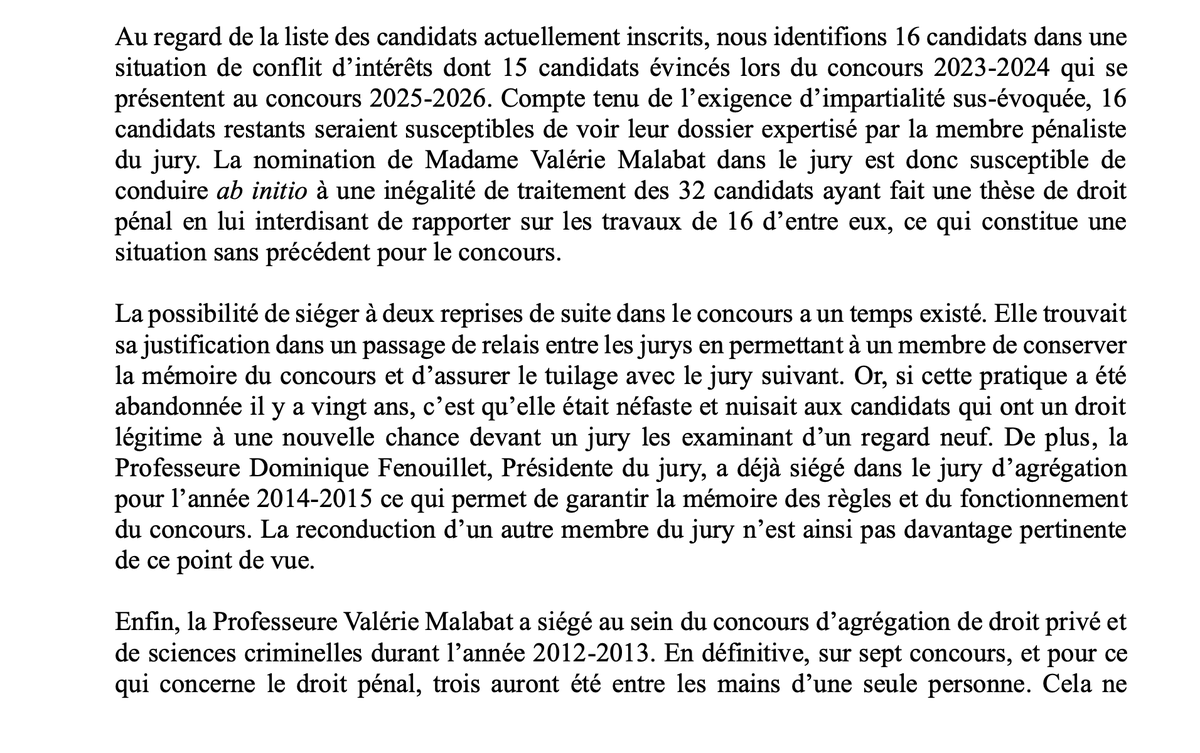 mcfcollectif's tweet photo. A diffuser largement
Lettre signée par 22 PU de droit pénal à la suite de la publication de l'arrêté nommant les membres du jury d'agrégation droit privé en raison d'un membre "récurrent " dans le jury ; adressée à la Conférence des Doyens, à la Présidente du jury et au MESR https://t.co/HESet2YQOq