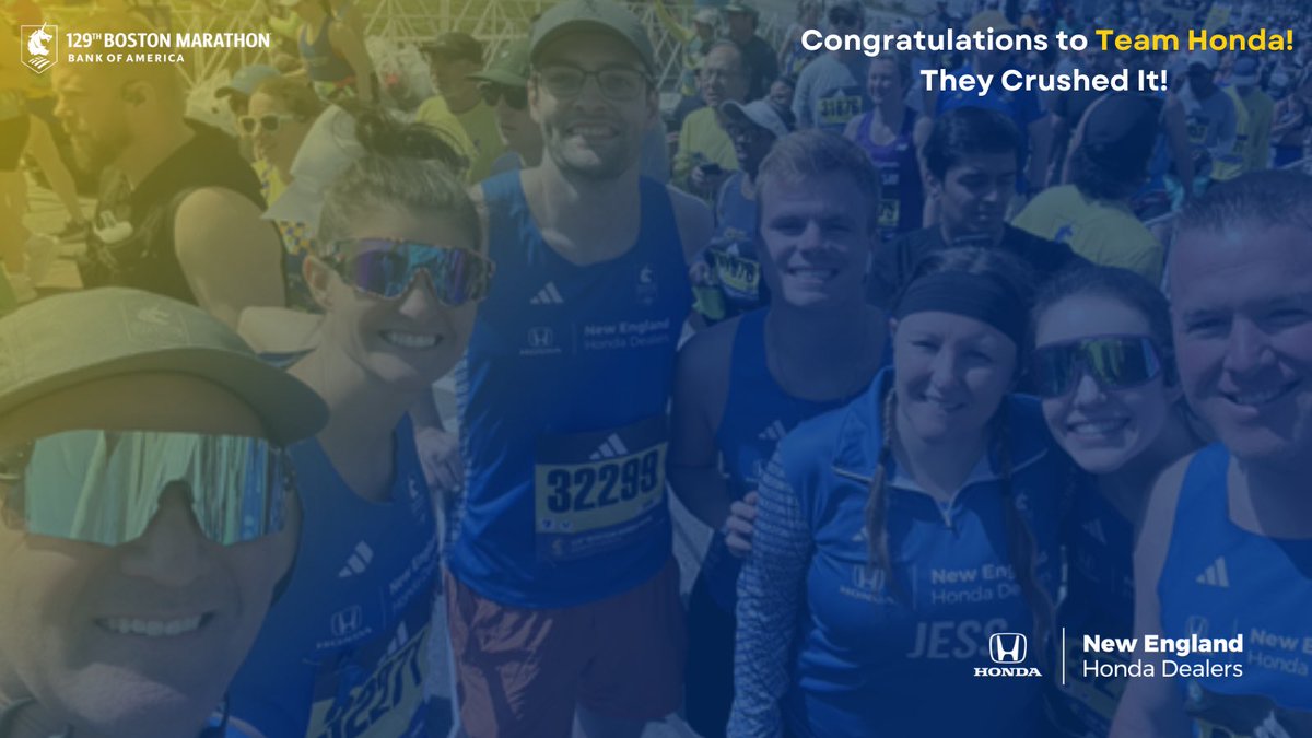Boston Marathon (@bostonmarathon) on Twitter photo Another marathon in the books for Team Honda! <a href="/NewEnglandHonda/">New England Honda</a> is proud to be the Official Vehicle of the Boston Marathon presented by Bank of America. Another marathon in the books for Team Honda! <a href="/NewEnglandHonda/">New England Honda</a> is proud to be the Official Vehicle of the Boston Marathon presented by Bank of America.