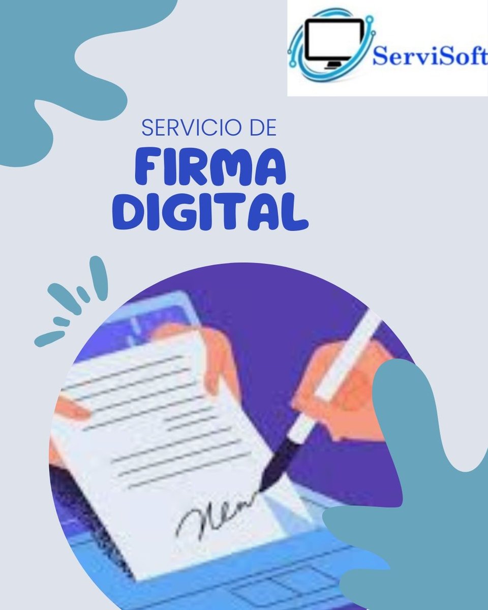 Hola:
Sabías que la #FirmaDigital le ofrece múltiples ventajas para la gestión de documentos electrónicos, ya sea, en el ámbito empresarial, administrativo o personal.
Si no tienes tu firma digital, acude a ServiSoft SURL en Beneficencia esquina Paseo o a través del 21-321451.