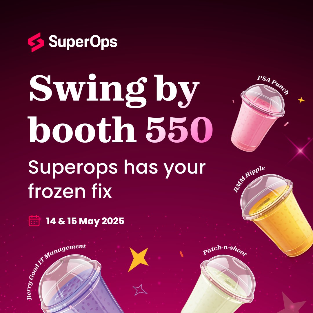 Superops_com's tweet image. Craving something cool at SITS?

Swing by booth 550 — SuperOps has your frozen fix!

Grab your cup of icy goodness, chill with the coolest MSPs &amp;amp; experts, and discover the perfect solution for your MSP needs.

#SITS2025 #SuperOps #MSPmagic #CoolTechCoolTreats