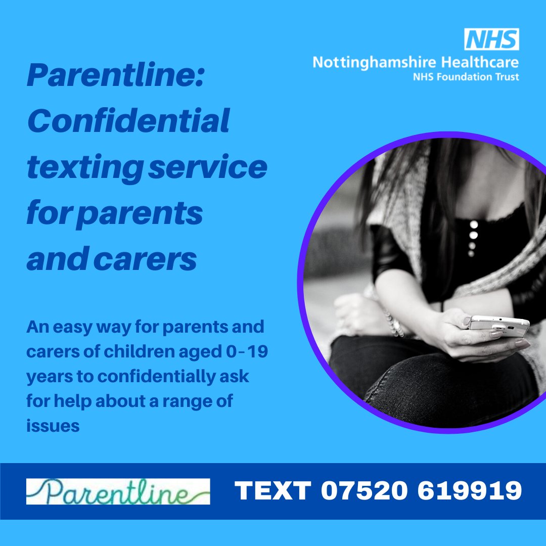 Are you worried about your child’s emotional health and wellbeing? Parents and carers across Notts can text Parentline, a confidential text messaging service. It’s an easy way to ask for help about a range of issues. Text 07520 619919. #MentalHealthAwarenessWeek #mhaw25