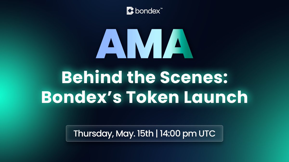 Bondex (@bondexapp) on Twitter photo ๐ Behind the Scenes: Bondexโs Token Launch Process
๐
 Thursday 15th May, 2 PM UTC
๐ค <a href="/MrIPalomera/">Ignacio Palomera</a> (Founder, Bondex)
๐ Live AMA on X Spaces, diving into:
โข Listing $BDXN on exchanges
โข An update on current progress
โข What you can expect next from Bondex
โฌ๏ธโฌ๏ธโฌ๏ธโฌ๏ธโฌ๏ธ ๐ Behind the Scenes: Bondexโs Token Launch Process
๐
 Thursday 15th May, 2 PM UTC
๐ค <a href="/MrIPalomera/">Ignacio Palomera</a> (Founder, Bondex)
๐ Live AMA on X Spaces, diving into:
โข Listing $BDXN on exchanges
โข An update on current progress
โข What you can expect next from Bondex
โฌ๏ธโฌ๏ธโฌ๏ธโฌ๏ธโฌ๏ธ
