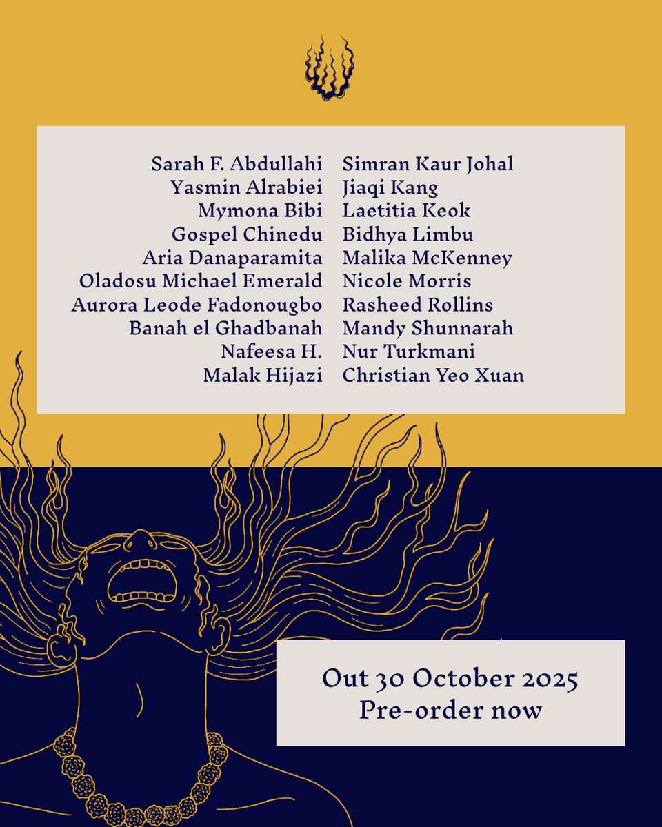 Hajar Press (@hajarpress) on Twitter photo *NEW BOOK ALERT!*
How good is this cover by Han Gunji Stephens & Samara Jundi for the first book in our new elements series š§Ø
Out in October, The Hajar Book of Rage is a searing tribute to the fires of anger that fuel our resistance ā¤ļøāš„
Preorder now š hajarpress.com/books/elements⦠*NEW BOOK ALERT!*
How good is this cover by Han Gunji Stephens & Samara Jundi for the first book in our new elements series š§Ø
Out in October, The Hajar Book of Rage is a searing tribute to the fires of anger that fuel our resistance ā¤ļøāš„
Preorder now š hajarpress.com/books/elementsā¦