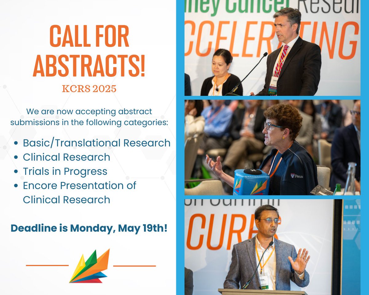 KidneyCAN (@kidneycan) on Twitter photo Present at #KCRS25, where innovation meets collaboration!
KidneyCAN is accepting abstracts now through May 19. New data is especially encouraged!
🔗 Submit yours: bit.ly/KCRS25Abstracts Present at #KCRS25, where innovation meets collaboration!
KidneyCAN is accepting abstracts now through May 19. New data is especially encouraged!
🔗 Submit yours: bit.ly/KCRS25Abstracts