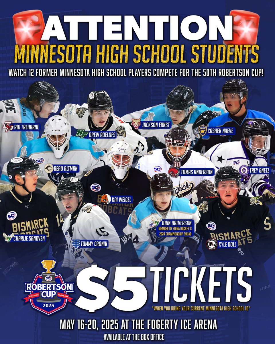 NAHL (@nahlhockey) on Twitter photo Watch former Minnesota HS Hockey players compete for the 2025 Robertson Cup! 🏆
<a href="/WiscWindigo/">Wisconsin Windigo</a>, <a href="/BismarckBobcats/">Bismarck Bobcats</a>, & <a href="/LoneStarBrahmas/">Lone Star Brahmas 🏆</a> feature 11 different high schools this upcoming weekend! Watch former Minnesota HS Hockey players compete for the 2025 Robertson Cup! 🏆
<a href="/WiscWindigo/">Wisconsin Windigo</a>, <a href="/BismarckBobcats/">Bismarck Bobcats</a>, & <a href="/LoneStarBrahmas/">Lone Star Brahmas 🏆</a> feature 11 different high schools this upcoming weekend!