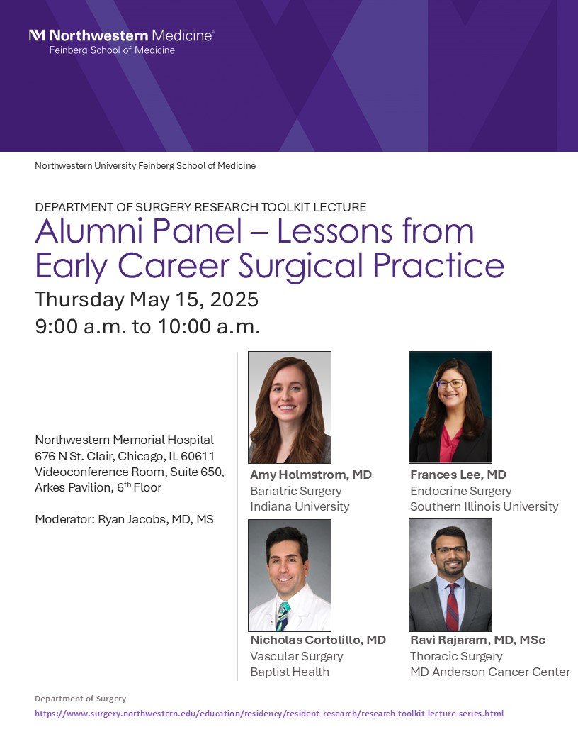 Karen J. Ho, MD (@karenholab) on Twitter photo Don't miss the next DOS Research Toolkit Lecture on Thursday, 5/15/25, 9-10 am! We are thrilled to welcome back an alumni panel to discuss early career surgical practice!
<a href="/NMSurgery/">Northwestern Surgery</a> Don't miss the next DOS Research Toolkit Lecture on Thursday, 5/15/25, 9-10 am! We are thrilled to welcome back an alumni panel to discuss early career surgical practice!
<a href="/NMSurgery/">Northwestern Surgery</a>