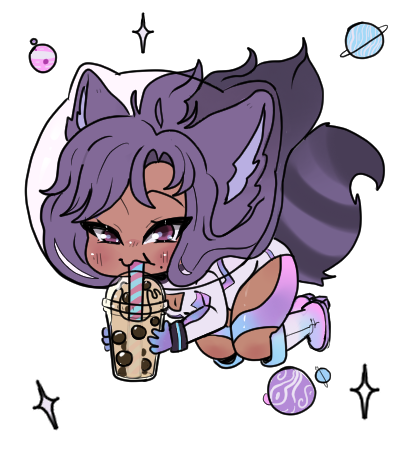 ampersattical's tweet photo. Artist: https://t.co/tv0m1qwIK6
#ENVtuber #space #raccoon #interstellarroadkill #bobatea #chibistyle #fanart https://t.co/EH7ndC3iSM