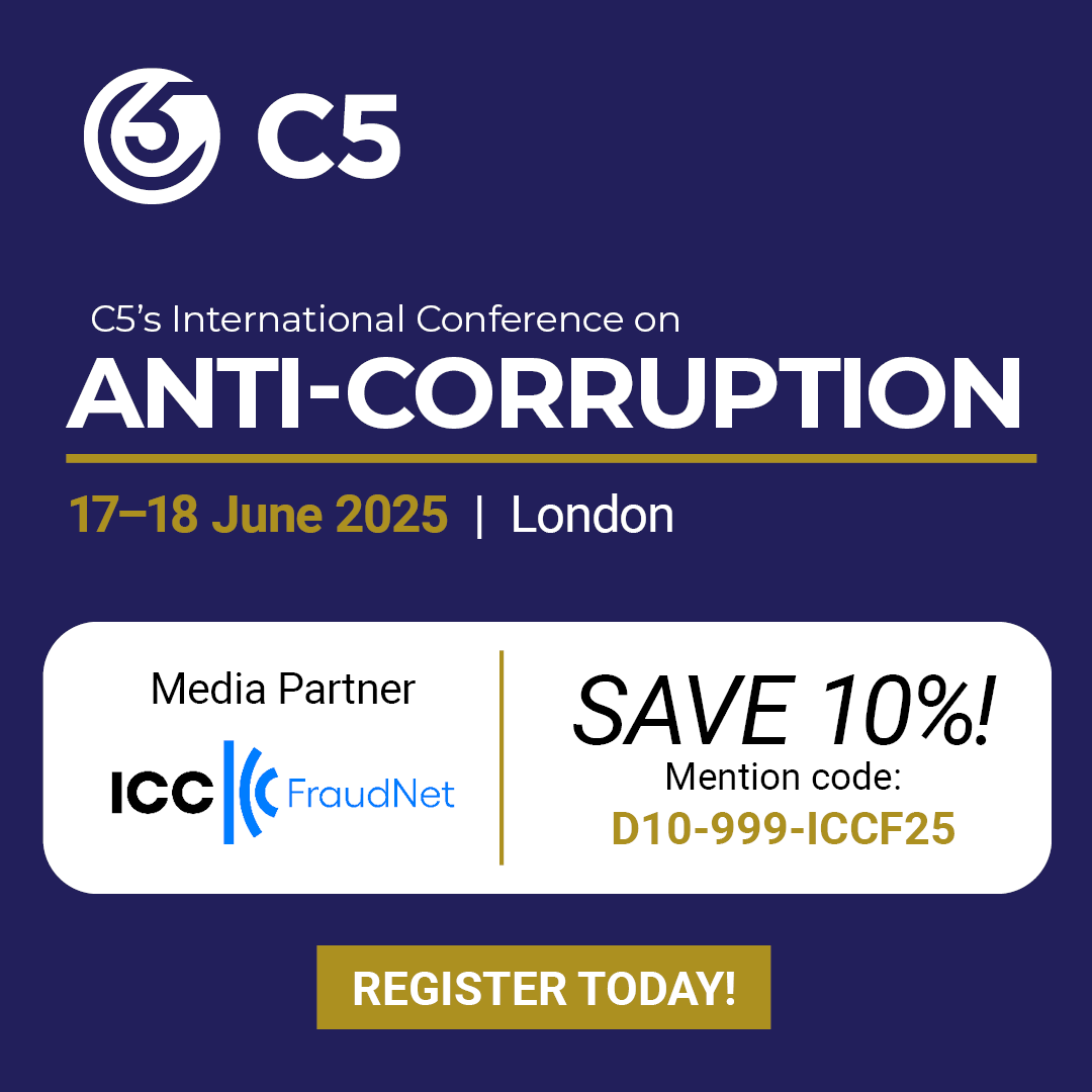 #ICCFraudNet is proud to partner with @C5GroupInc’s Intl. Conference on Anti-Corruption!
17–18 June, 2025 | London

Stay ahead on ECCTA, UKBA, FCPA &amp; more.
🏷️ Save 10% with code: D10-999-ICCF25
🔗 Learn more: iccfraudnet.org/event/c5s-inte…

#Anticorruption #ECCTA #FCPA #Compliance