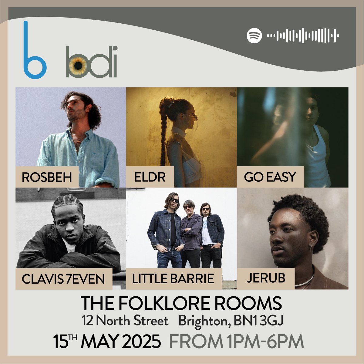 Bucks Music Group (@bucksmusicgroup) on Twitter photo We are so excited for this weeks Bucks & <a href="/bdimusic/">BDi Music</a> showcase in Brighton ποΈβοΈ
15.04.25 - 1-6pm πΆ
@thefolklorerooms
No wristband required πͺ
Featuring:
Rosbeh
ELDR
Go Easy
<a href="/clavis7even/">CLAVIS 7EVEN</a>
<a href="/LittleBarrie/">Little Barrie</a>
<a href="/jerubmusic/">JERUB</a> We are so excited for this weeks Bucks & <a href="/bdimusic/">BDi Music</a> showcase in Brighton ποΈβοΈ
15.04.25 - 1-6pm πΆ
@thefolklorerooms
No wristband required πͺ
Featuring:
Rosbeh
ELDR
Go Easy
<a href="/clavis7even/">CLAVIS 7EVEN</a>
<a href="/LittleBarrie/">Little Barrie</a>
<a href="/jerubmusic/">JERUB</a>