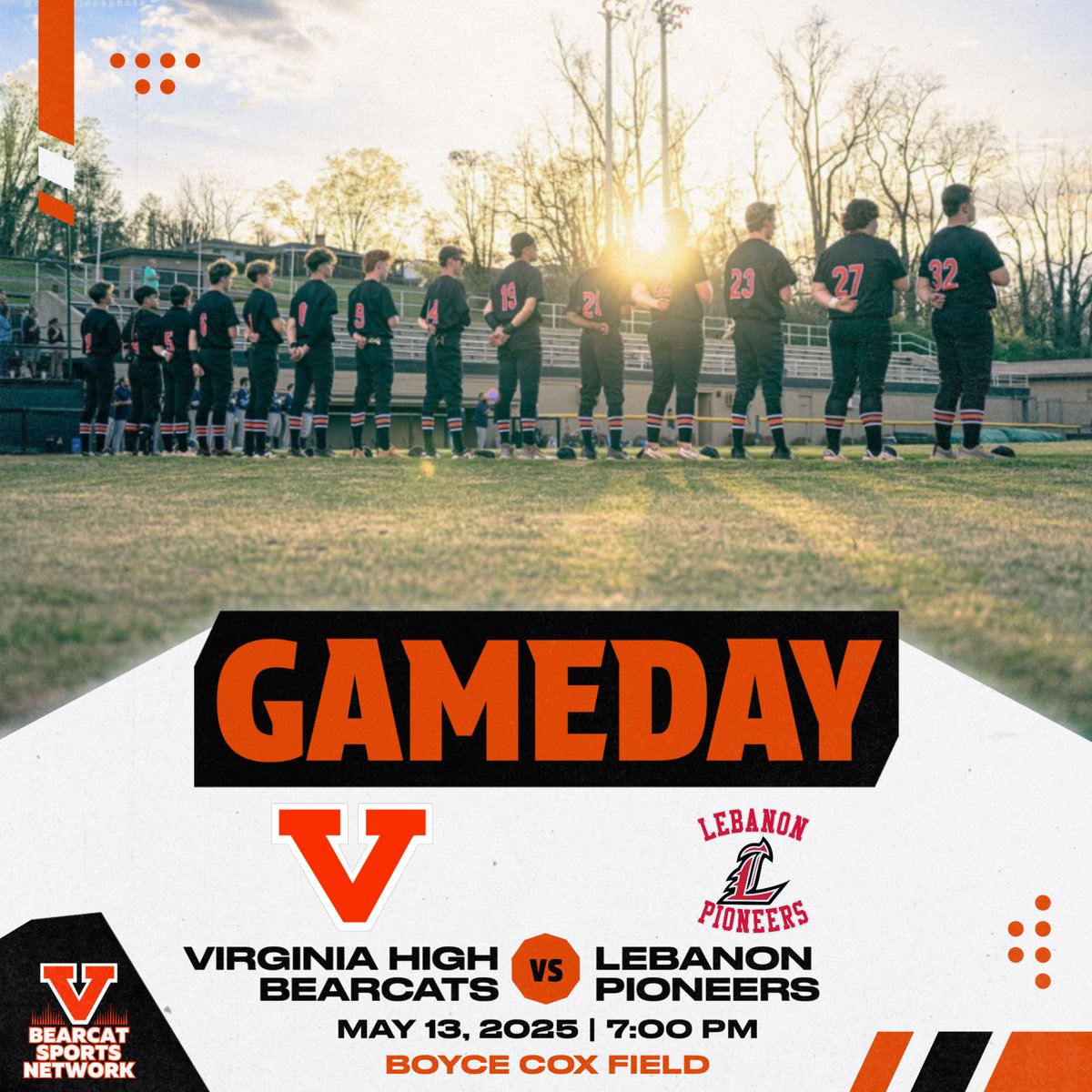 PRIMETIME MATCHUP 💪

The Cats play their first of several games this week as the regular season winds down. Stay tuned for weather updates. ☂️

🆚: Lebanon
🕖: 7:00pm
🎙️: Kris Mangrum, Andrew Barker
📷: Ryan Raines Photo
🔗: bearcatnetwork.mixlr.com