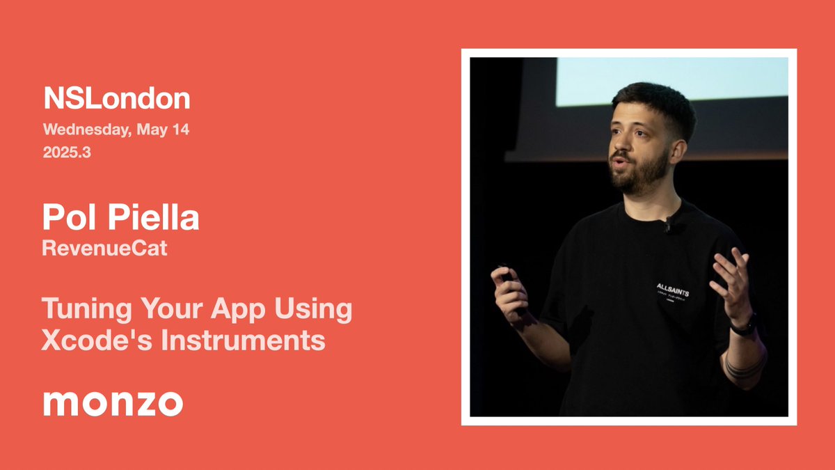 NSLondonMeetup's tweet image. Our second speaker for our May event tomorrow is @polpielladev (RevenueCat) 🐈

"Tuning Your App Using Xcode's Instruments"
 After years of debugging apps at scale, I’ve built a toolkit of techniques, tools, and processes to help you quickly identify and fix problems like a pro.