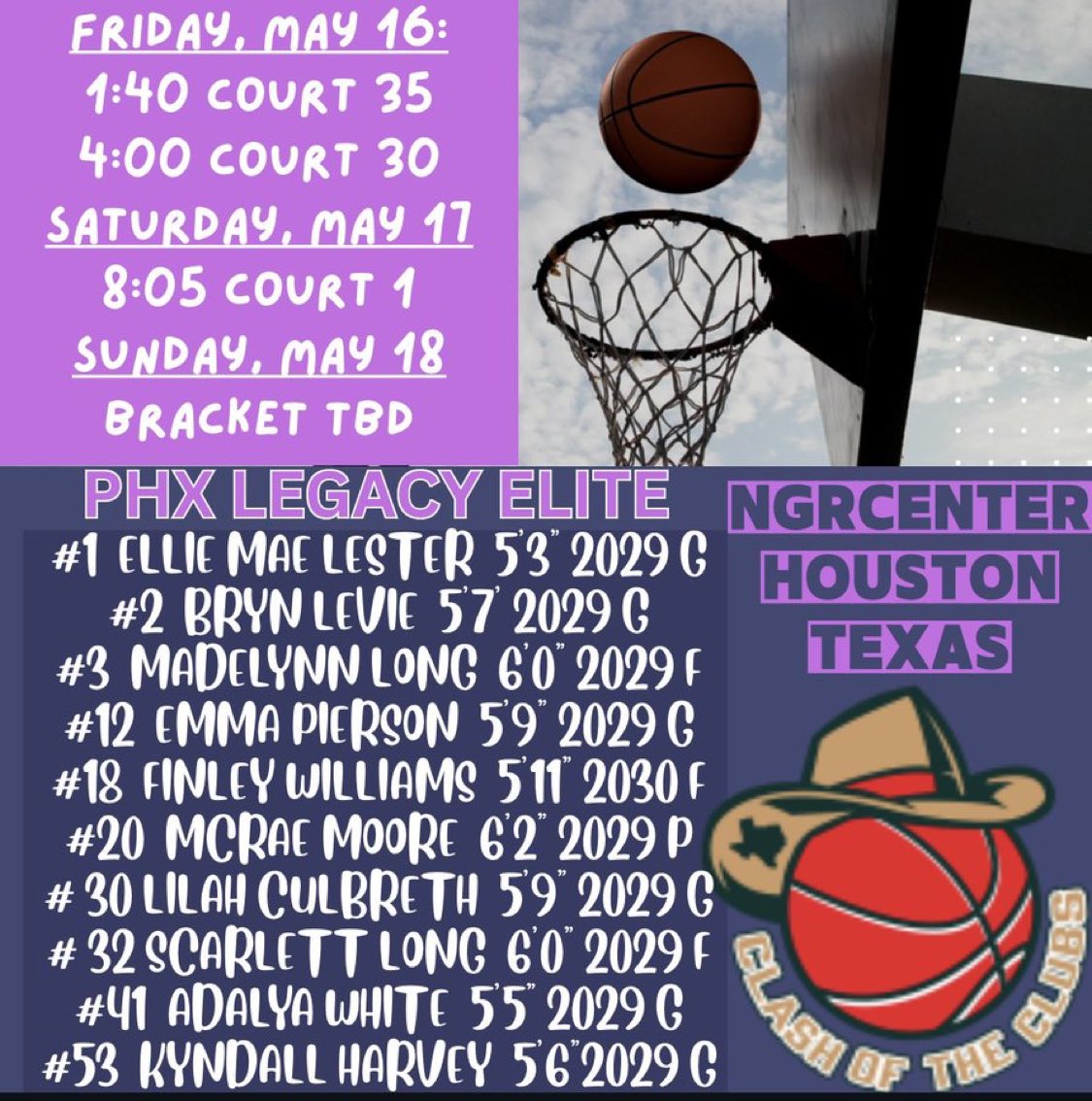 Emma Pierson (@emmajpierson) on Twitter photo Ready to play <a href="/ClashOfTheClubs/">Clash of the Clubs</a> this weekend!
<a href="/Texas29s/">Texas29s</a> <a href="/phoenixselect/">Phoenix Select</a> <a href="/VandegriftGBB/">Vandegrift Girls Basketball</a> Ready to play <a href="/ClashOfTheClubs/">Clash of the Clubs</a> this weekend!
<a href="/Texas29s/">Texas29s</a> <a href="/phoenixselect/">Phoenix Select</a> <a href="/VandegriftGBB/">Vandegrift Girls Basketball</a>