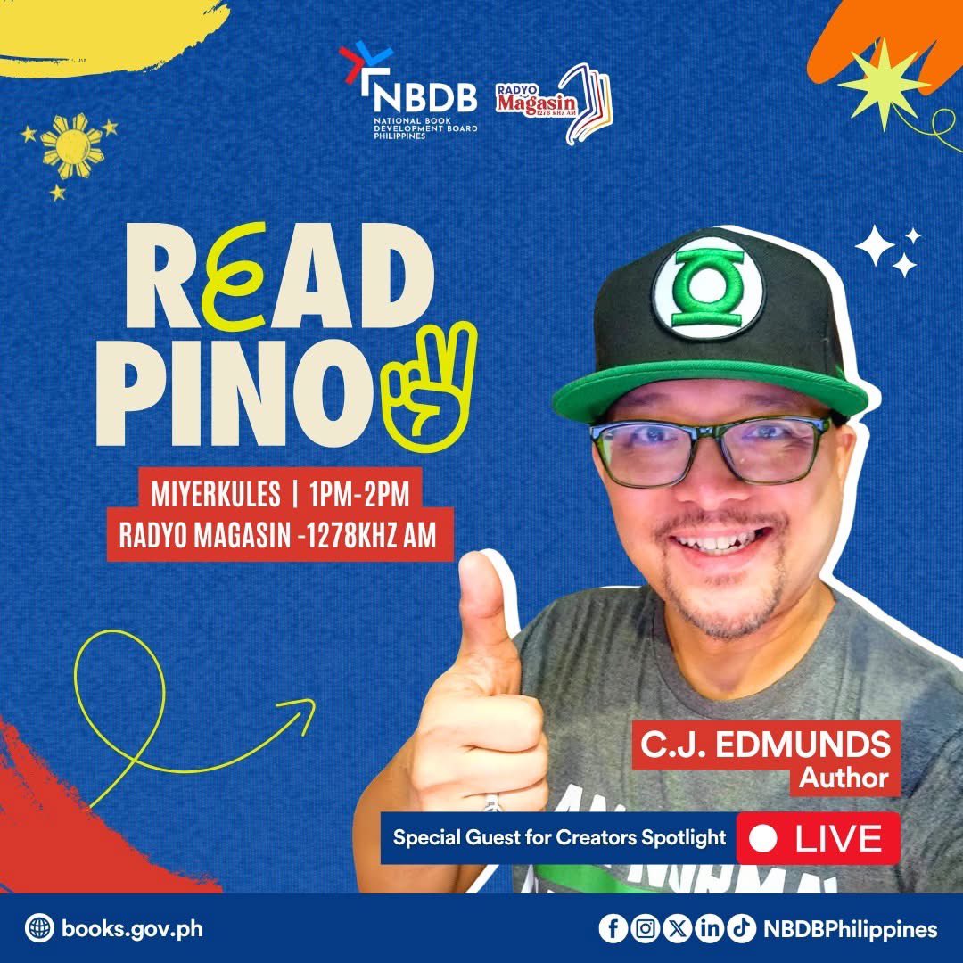 CJEdmunds1's tweet photo. Thank you @NBDBPhilippines for having me. Excited to talk to you tomorrow!
Mabuhay ang Pinoy Reader!
Mabuhay ang Pinoy Creative!
#NBDB
#CJEdmunds
#SpineBooks
#UrbanFantasyPH
#CreativesPH
#SpeculativeFiction
#SpeculativeFictionPH
#WritingCommunity
#WritingCommunityPH https://t.co/HZ1YBNhrhh