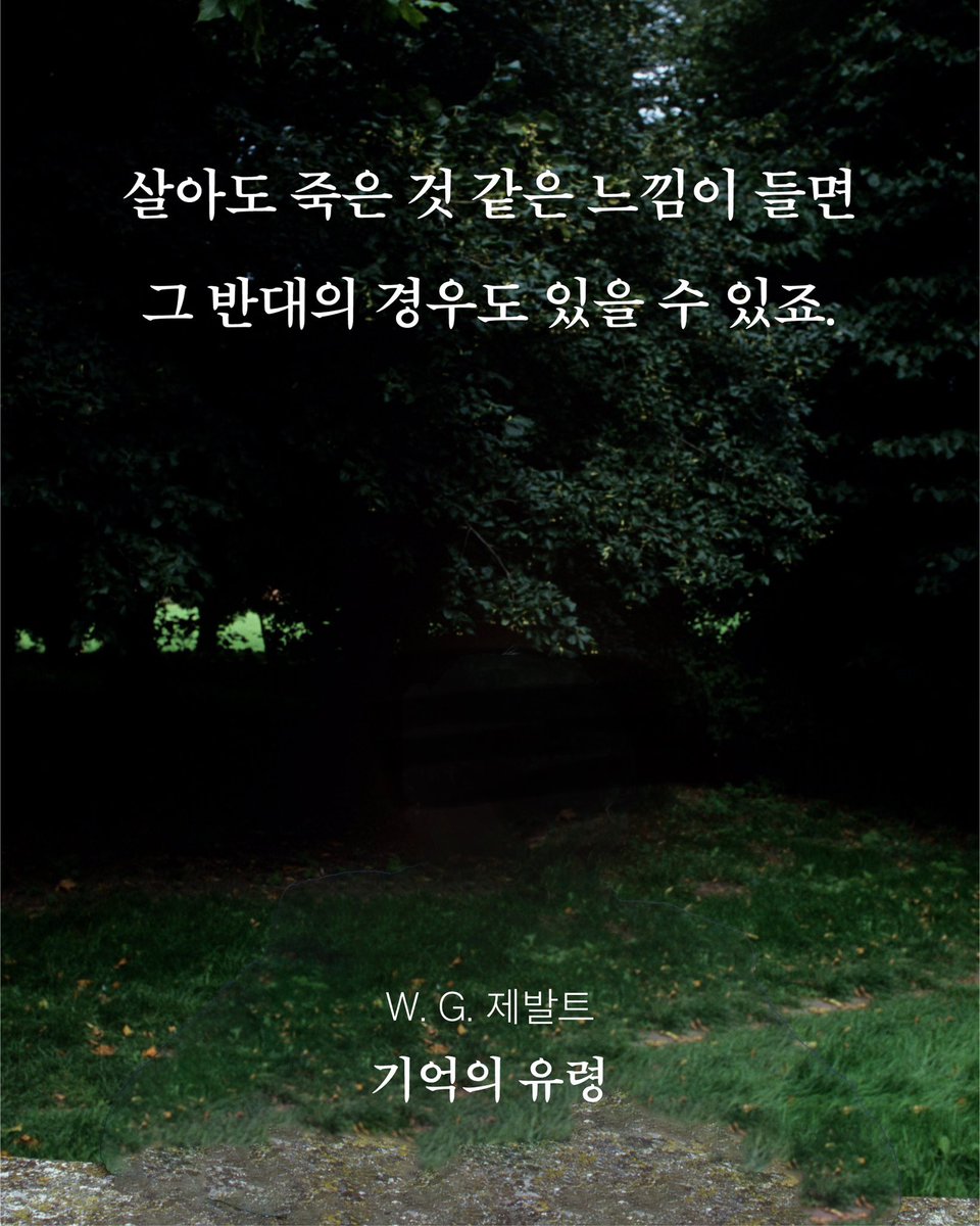 ❝대부분의 작가는, 훌륭한 작가조차, 가능한 것을 쓴다. 진짜 위대한 작가는 불가능한 것을 쓴다. 예를 들어 안나 아흐마토바와 프리모 레비가 그렇고, 제발트가 그렇다.❞ - 뉴욕타임스 

출간예정 🔔 W. G. 제발트
『기억의 유령』 개정증보판
폭력의 시대, 불가능의 글쓰기는 어떻게 가능한가